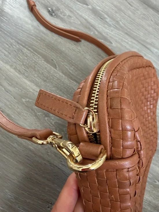 Quince Woven Leather Crossbody Bag in Cognac Brown - Picture 3 of 8